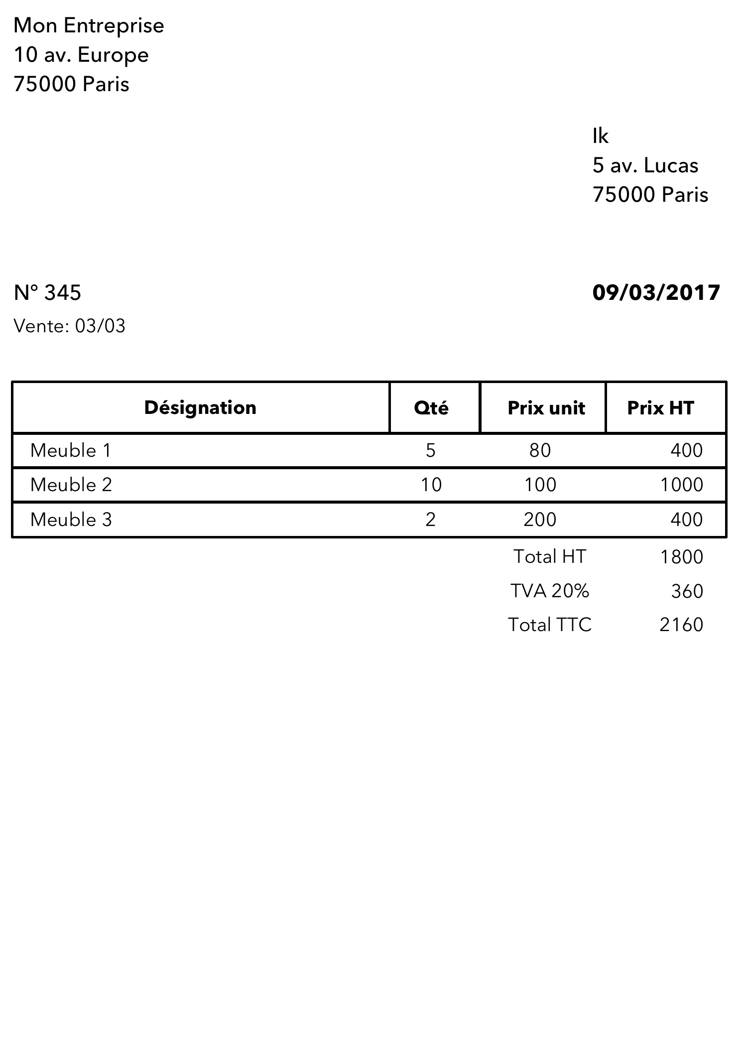 Exemple De Facture Avec Avoir